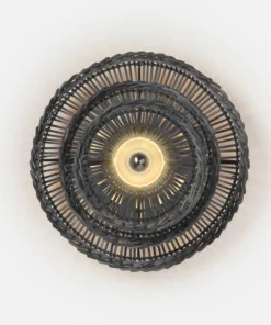 Made Goods New Arrivals Alondra Sconce Dark Charcoal Rattan