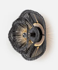 Made Goods New Arrivals Alondra Sconce Dark Charcoal Rattan