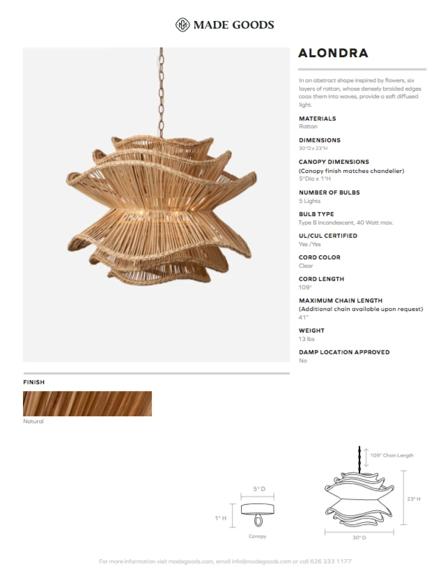 Made Goods Alondra Chandelier Large Natural Rattan New Arrivals 10 Made Goods Alondra Chandelier Large Natural Rattan New Arrivals