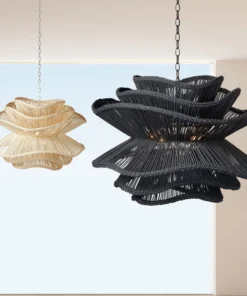 Made Goods Alondra Chandelier Dark Charcoal Rattan New Arrivals