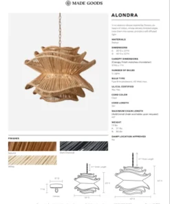 Made Goods New Arrivals Alondra Large Chandelier Dark Charcoal Rattan