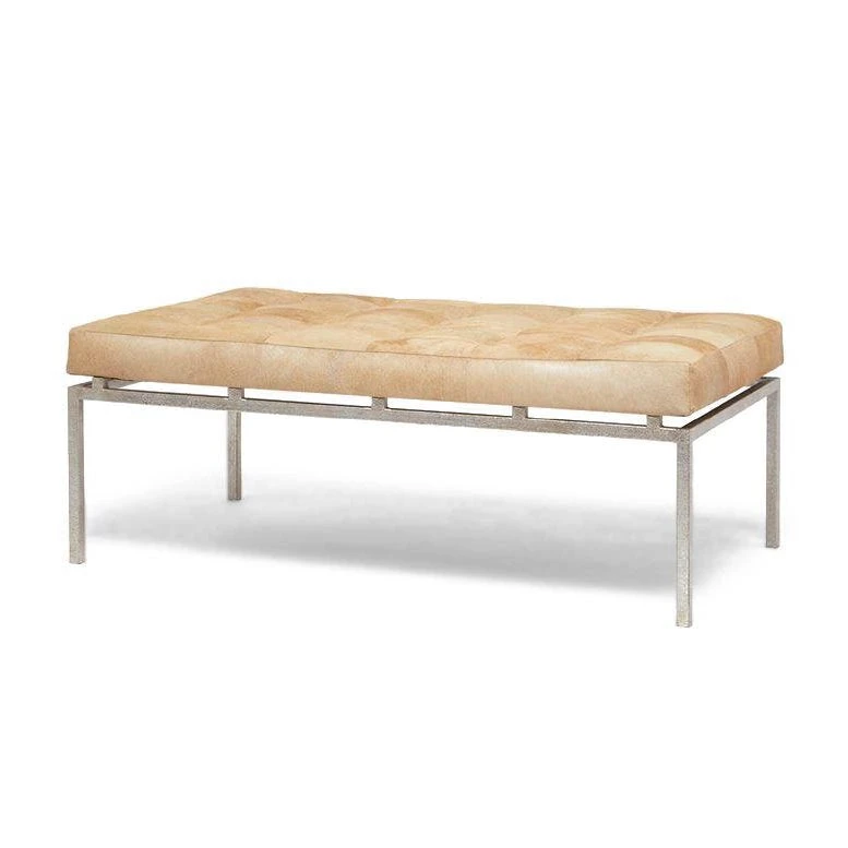 Made Goods New Arrivals Benjamin Ottoman Beige Hair On Hide With Silver Base 1 Made Goods New Arrivals Benjamin Ottoman Beige Hair On Hide With Silver Base