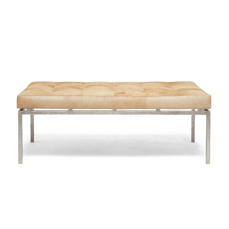 Made Goods New Arrivals Benjamin Ottoman Beige Hair On Hide With Silver Base 2 Made Goods New Arrivals Benjamin Ottoman Beige Hair On Hide With Silver Base