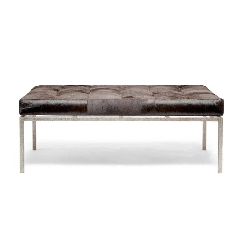Made Goods Benjamin Ottoman Brown Hair On Hide With Silver Base 1 Made Goods Benjamin Ottoman Brown Hair On Hide With Silver Base