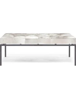 Made Goods New Arrivals Benjamin Ottoman Gray Hair On Hide With Black Base