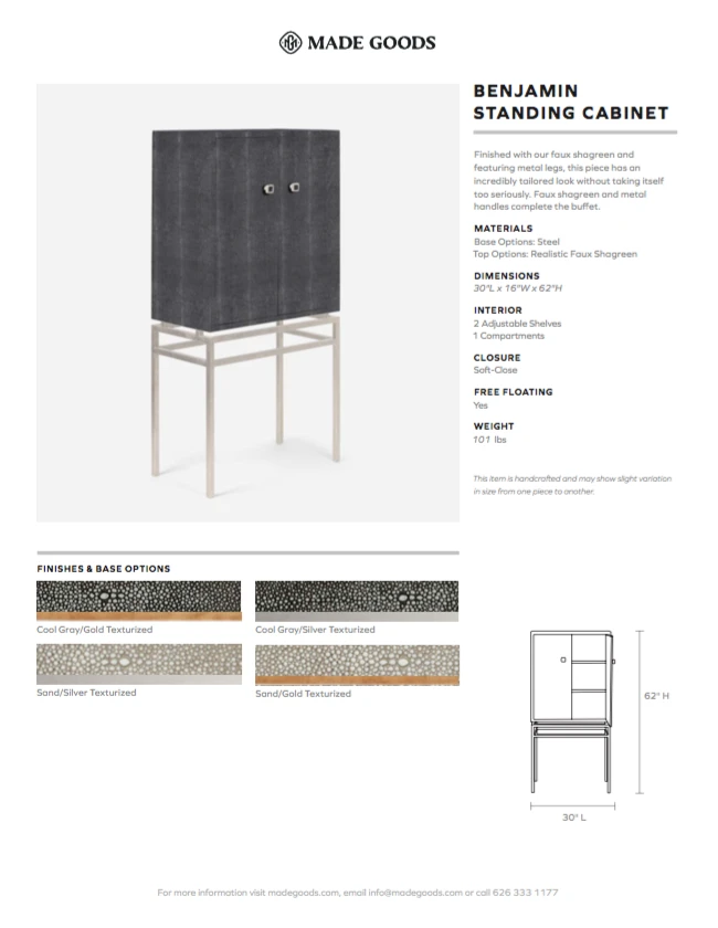Made Goods New Arrivals Benjamin Standing Cabinet Sand And Silver 3 Made Goods New Arrivals Benjamin Standing Cabinet Sand And Silver