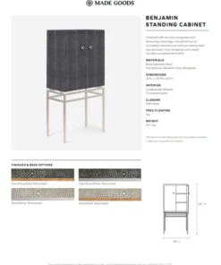 Made Goods Benjamin Standing Cabinet Cool Gray And Gold