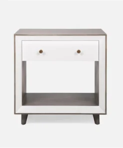 Made Goods Blaine Double Nightstand Pristine Faux Canvas New Arrivals