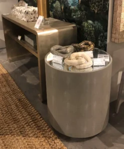 Made Goods New Arrivals Cara Side Table Sand Faux Shagreen