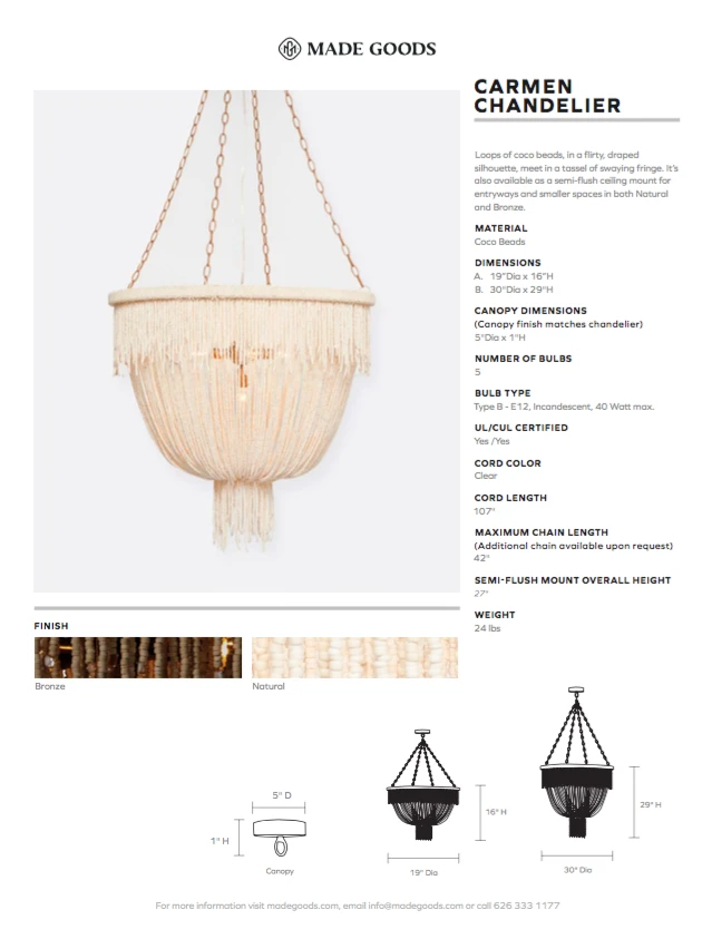 Made Goods New Arrivals Carmen Chandelier Small Bronze 5 Made Goods New Arrivals Carmen Chandelier Small Bronze