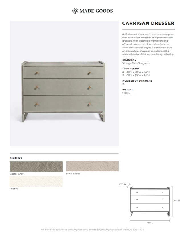 Made Goods Carrigan 60" Dresser Pristine Vintage Faux Shagreen New Arrivals 2 Made Goods Carrigan 60" Dresser Pristine Vintage Faux Shagreen New Arrivals