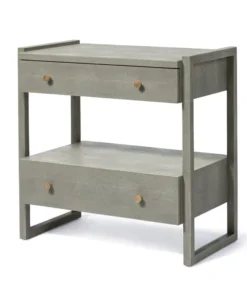 Made Goods New Arrivals Carrigan Double Nightstand Castor Gray Vintage Faux Shagreen