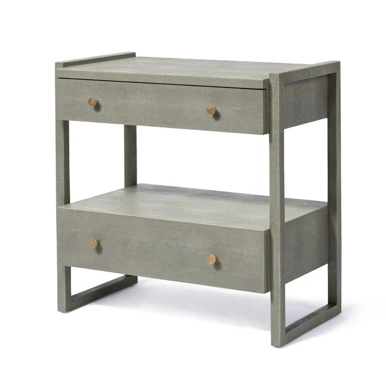 Made Goods New Arrivals Carrigan Double Nightstand Castor Gray Vintage Faux Shagreen 1 Made Goods New Arrivals Carrigan Double Nightstand Castor Gray Vintage Faux Shagreen