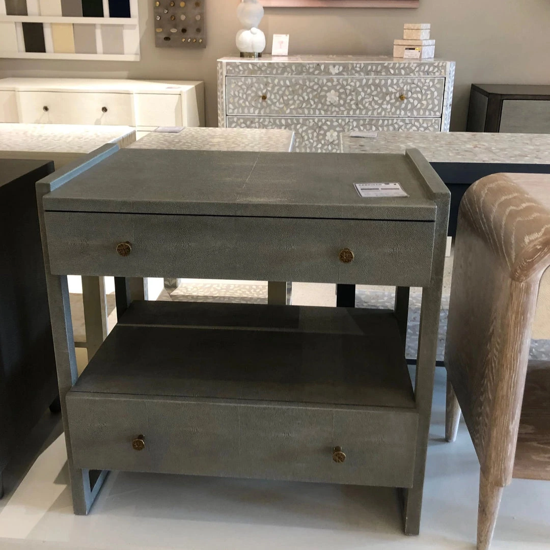 Made Goods New Arrivals Carrigan Double Nightstand Castor Gray Vintage Faux Shagreen 2 Made Goods New Arrivals Carrigan Double Nightstand Castor Gray Vintage Faux Shagreen