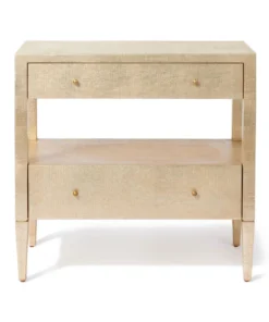 Made Goods Conrad Double Nightstand Champagne Faux Raffia