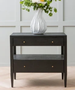 Made Goods Conrad Low Double Nightstand Black Faux Raffia New Arrivals