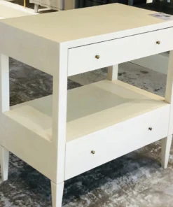 Made Goods Conrad Low Double Nightstand Off White Faux Raffia