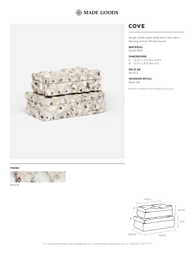 Made Goods Cove Box Set Oyster Shells 6 Made Goods Cove Box Set Oyster Shells
