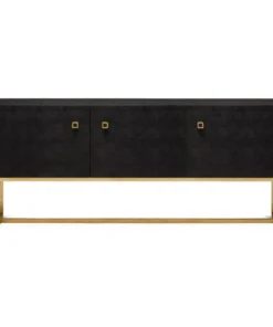 Made Goods Dallon 3 Door Buffet Black Shagreen And Gold Steel New Arrivals