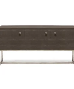 Made Goods Dallon 3 Door Buffet In Dark Mushroom Faux Shagreen And Silver