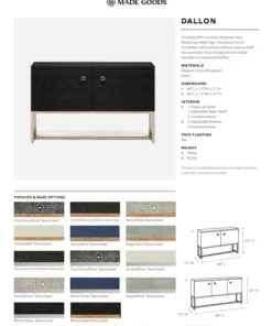 Made Goods Dallon 2 Door Buffet Black Faux Shagreen And Gold Steel New Arrivals