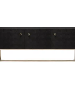 Made Goods Dallon 3 Door Buffet Black Shagreen And Silver Steel