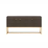Made Goods New Arrivals Dallon 3 Door Buffet In Dark Mushroom Faux Shagreen And Gold