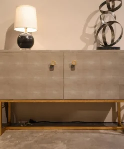 Made Goods New Arrivals Dallon 2 Door Buffet In Faux Shagreen Sand With Gold