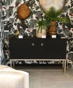 Made Goods Dallon 2 Door Buffet Black Faux Shagreen And Silver Steel New Arrivals