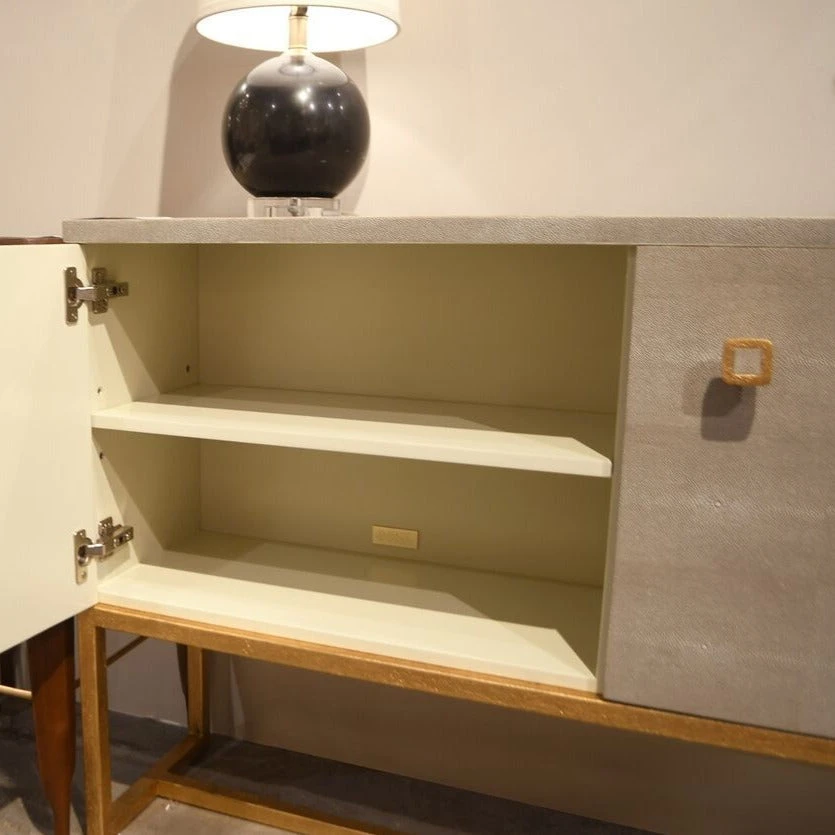 Made Goods New Arrivals Dallon 2 Door Buffet In Faux Shagreen Sand With Gold 3 Made Goods New Arrivals Dallon 2 Door Buffet In Faux Shagreen Sand With Gold
