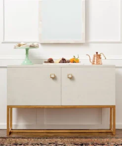 Made Goods Dallon 2 Door Buffet In Snow Faux Shagreen With Gold New Arrivals