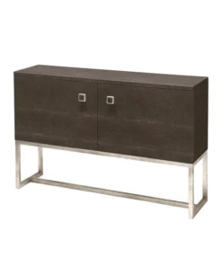 Made Goods Dallon 2 Door Buffet In Dark Mushroom Faux Shagreen With Silver New Arrivals