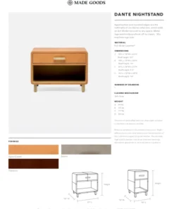 Made Goods Dante Single Nightstand Low Tobacco Leather