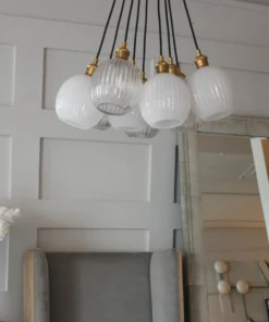 Made Goods New Arrivals Dax 9 Light Pendant Brass And Clear