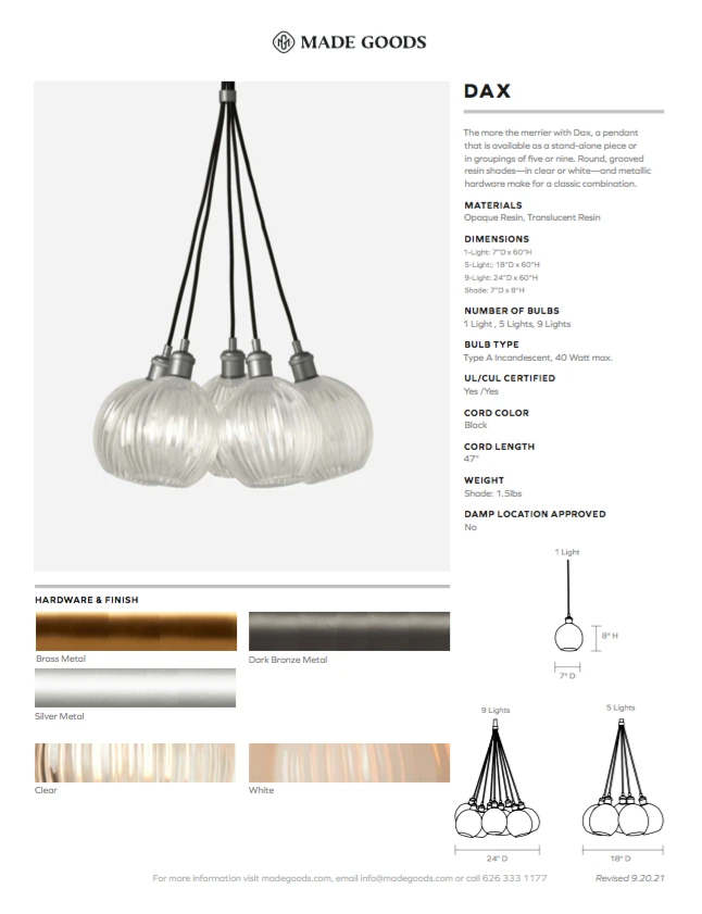 Made Goods Dax 9 Light Pendant Silver And Clear 4 Made Goods Dax 9 Light Pendant Silver And Clear