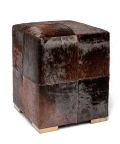 Made Goods Essex Stool Dark Brown Hair On Hide Leather