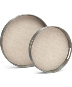 Made Goods New Arrivals Faye Round Tray Set Of Two Gray Buntal
