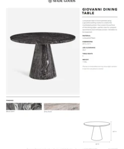 Made Goods Giovanni Dining Table Black Swirled Resin New Arrivals