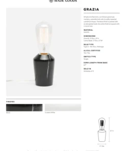 Made Goods Grazia Bookshelf Lamp White Marble Set Of Two