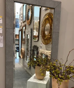 Made Goods Zsa Zsa Mirror Grey Ostrich Full Grain Leather New Arrivals