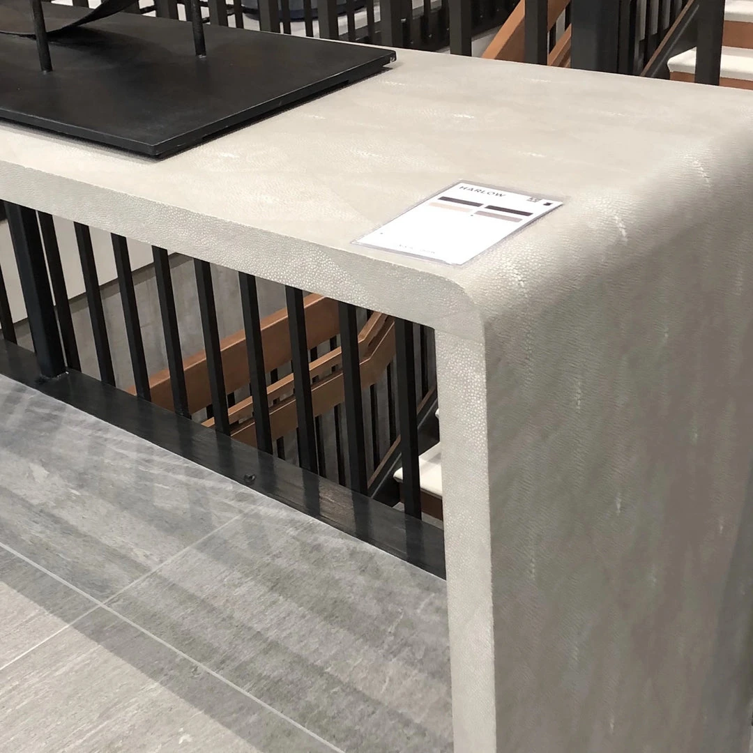 Made Goods New Arrivals Harlow Narrow Console Sand Faux Shagreen 2 Made Goods New Arrivals Harlow Narrow Console Sand Faux Shagreen