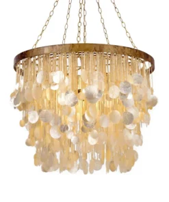Made Goods Henry Chandelier Capiz Shell And Gold Metal New Arrivals