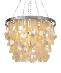 Made Goods Henry Chandelier Capiz Shell And Silver Metal New Arrivals