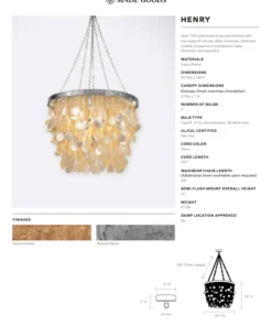 Made Goods Henry Chandelier Capiz Shell And Gold Metal New Arrivals
