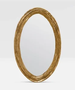 Made Goods New Arrivals Hetty Oval Mirror Antiqued Gold Resin