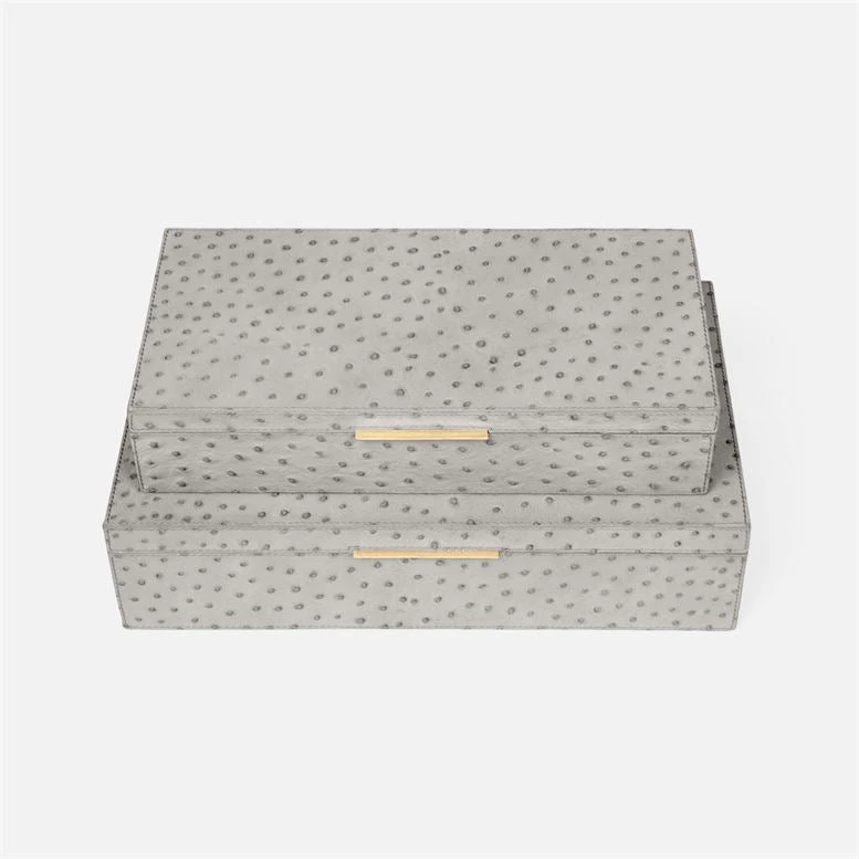 Made Goods Imani Box Set Of Two Grey Ostrich New Arrivals 3 Made Goods Imani Box Set Of Two Grey Ostrich New Arrivals