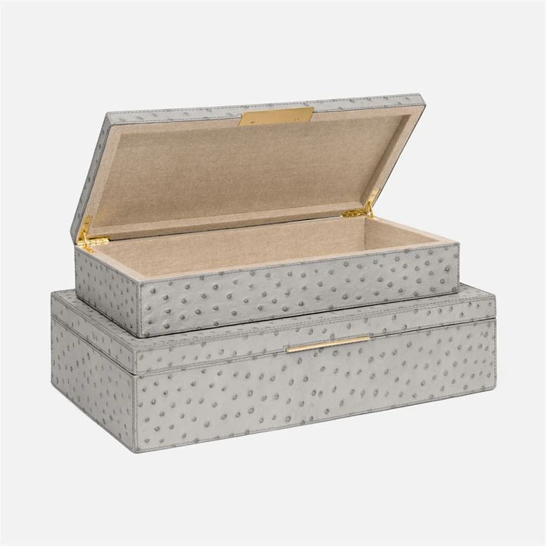 Made Goods Imani Box Set Of Two Grey Ostrich New Arrivals 4 Made Goods Imani Box Set Of Two Grey Ostrich New Arrivals