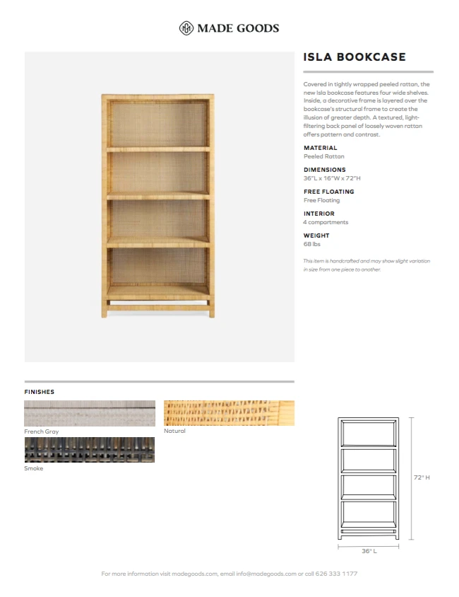 Made Goods New Arrivals Isla Bookcase Peeled Natural Rattan 5 Made Goods New Arrivals Isla Bookcase Peeled Natural Rattan