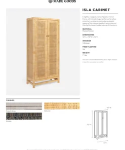 Made Goods Isla Cabinet Natural Peeled Rattan New Arrivals