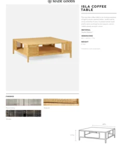 Made Goods Isla Coffee Table Smoke Rattan